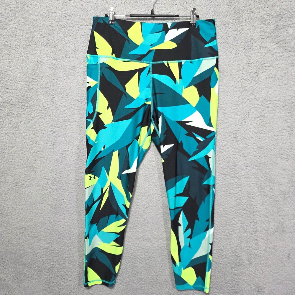 Under Armour Womens Compression Leggings Neon Green Teal Black Size‎ 1X